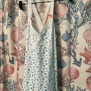 SHEIN white/blue floral print bodycon dress